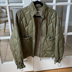 Zara olive green Quilted Jacket size medium